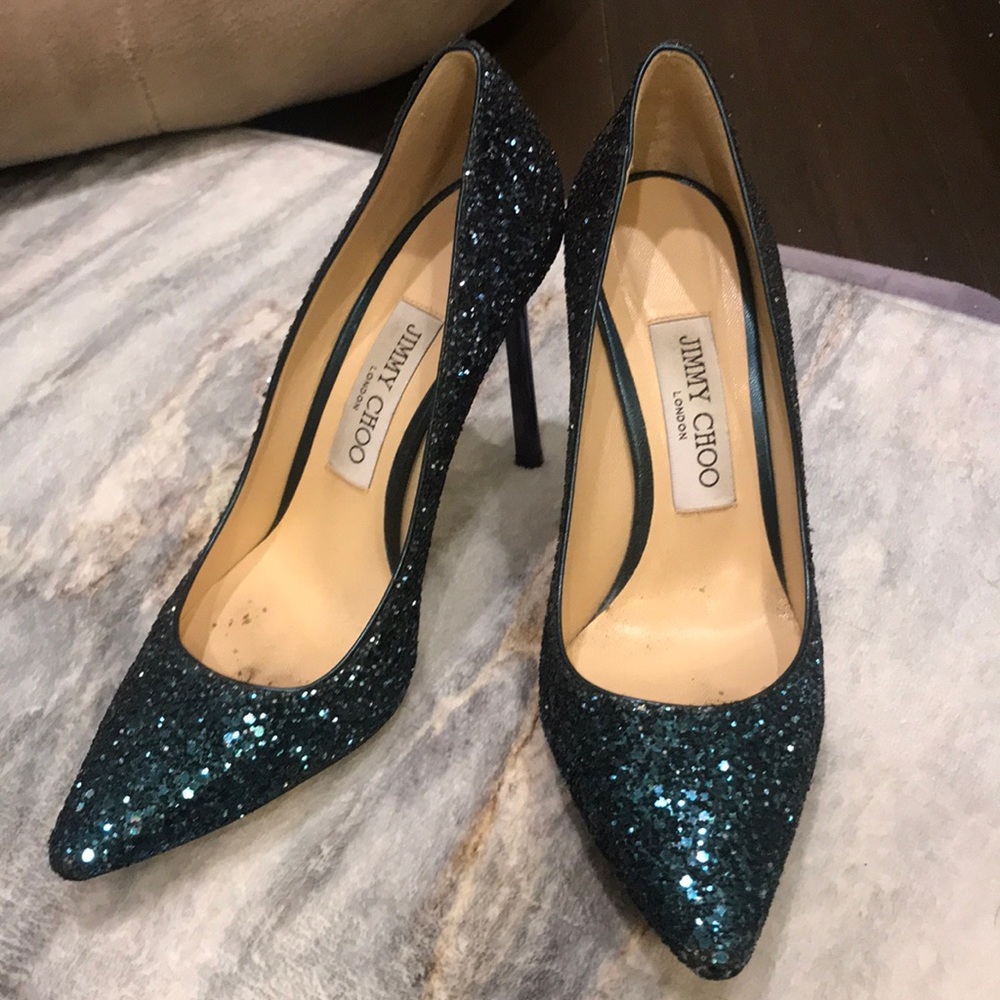 Jimmy Choo Romy Glitter Pointed-Toe 100mm Pumps